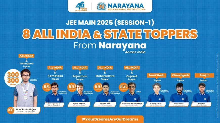 Narayana Dominates JEE Main 2025 Session 1 with Exceptional Results