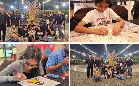 IDT Students Showcase Unique Creativity in Surat: Futuristic Tree Based on “Future is Now” Theme Becomes Major Attraction Lippan Art Workshop Held on 22 February; Bandhej Workshop Scheduled for 28 February