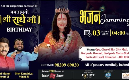 An evening of Divine Harmony – Bhajan Jamming and Radhe Maa Janam Utsav 2026 at Borivali East, opp Oberoi Sky City Mall